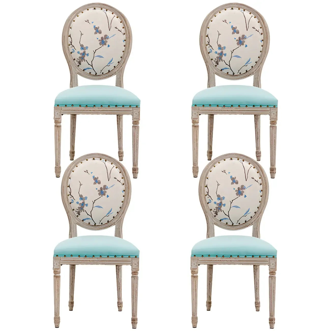 Upholstered King Louis Back Light Wood Dining Chair