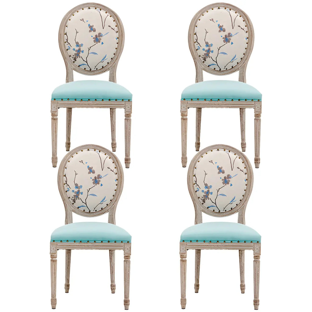 Upholstered King Louis Back Light Wood Dining Chair