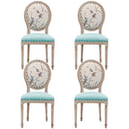 Upholstered King Louis Back Light Wood Dining Chair