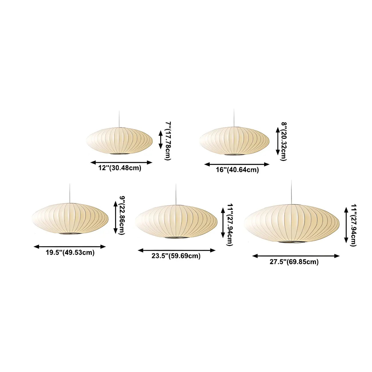 Contemporary White Disk Shaped Silk LED Pendant Light