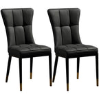 Armless Grey Tufted Leather High Back Dining Chair