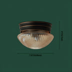 Classic Bronze Amber Ribbed Glass LED Flush Mount Ceiling Light