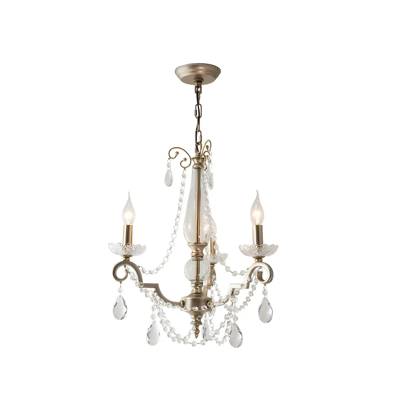Adjustable Hanging Silver Crystal Candelabra Chandelier