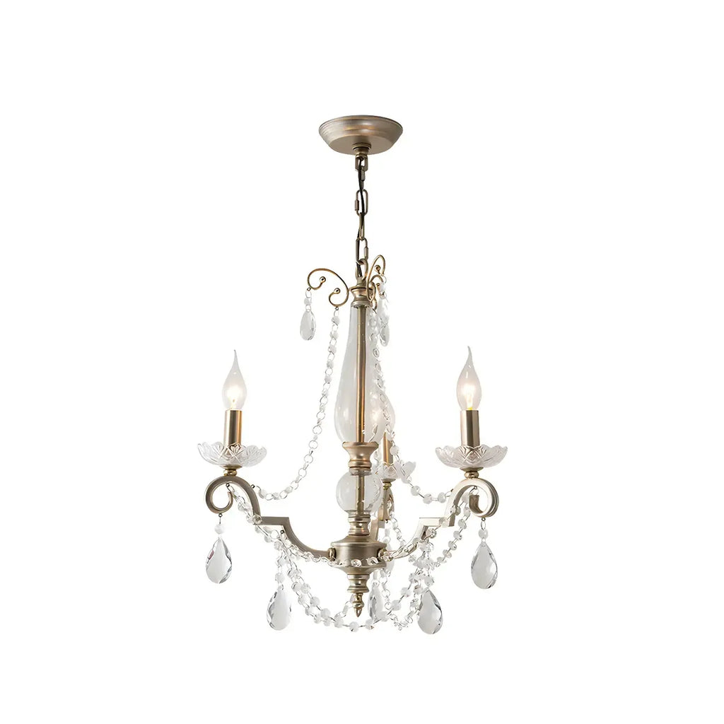 Adjustable Hanging Silver Crystal Candelabra Chandelier