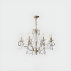 Adjustable Hanging Silver Crystal Candelabra Chandelier