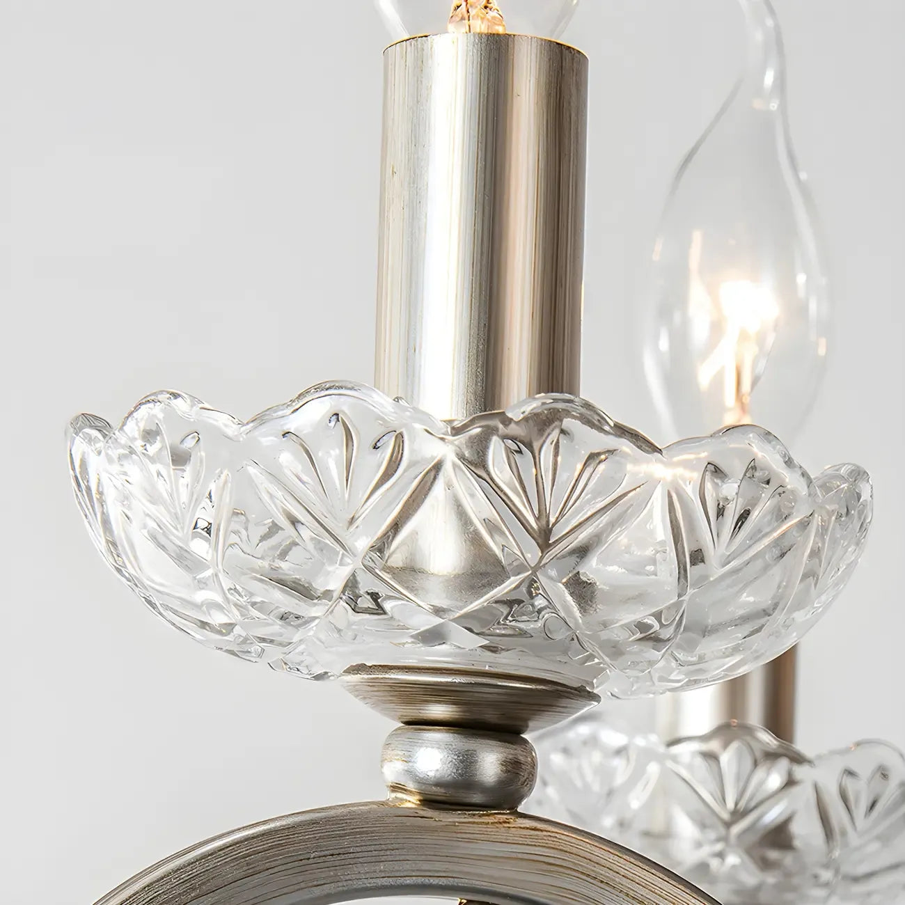 Adjustable Hanging Silver Crystal Candelabra Chandelier