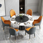 Modern Leather Upholstered Dining Chair with Arms
