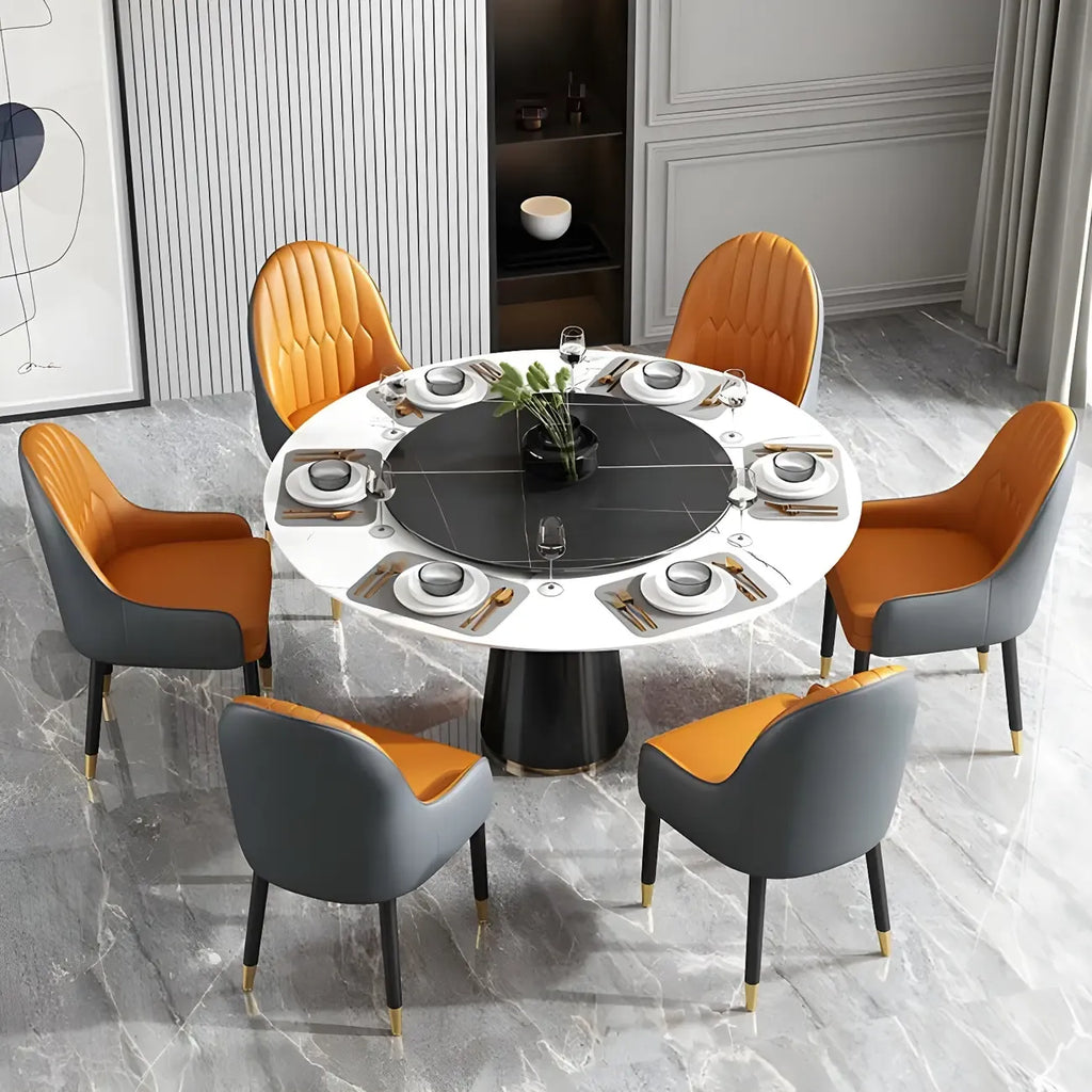 Modern Leather Upholstered Dining Chair with Arms