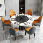 Modern Leather Upholstered Dining Chair with Arms