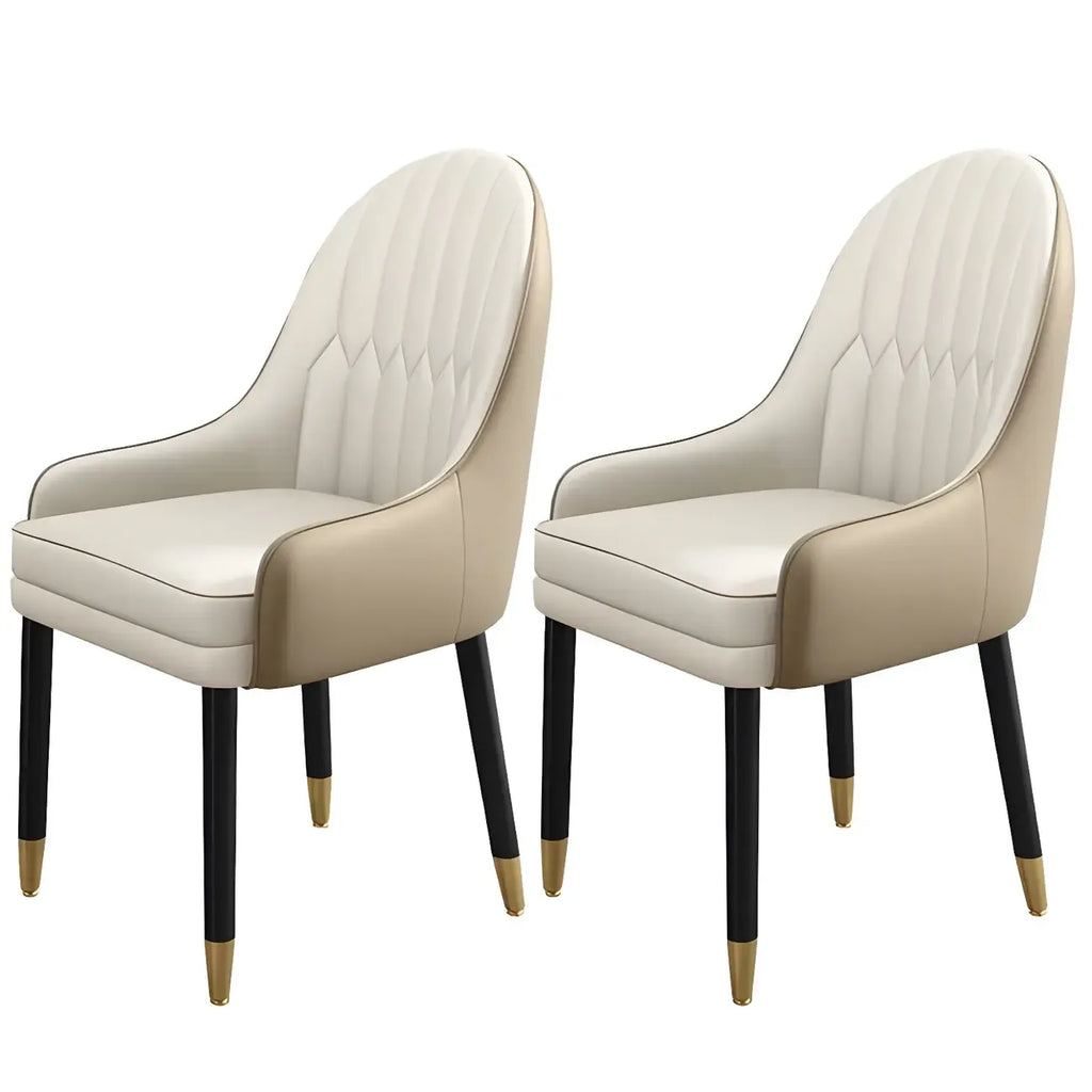 Modern Leather Upholstered Dining Chair with Arms