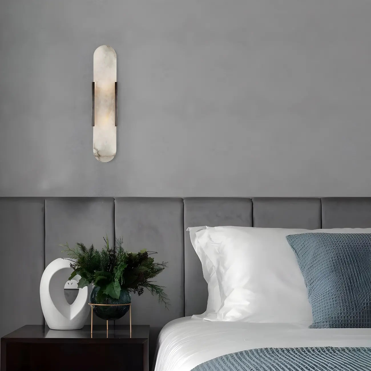 Contemporary Gold Oval Marble Wall Sconce