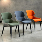 Scandinavian Leather Wingback Upholstered Dining Chair