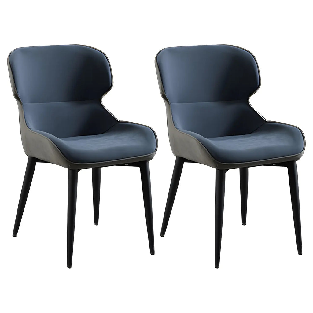 Scandinavian Leather Wingback Upholstered Dining Chair