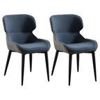 Scandinavian Leather Wingback Upholstered Dining Chair
