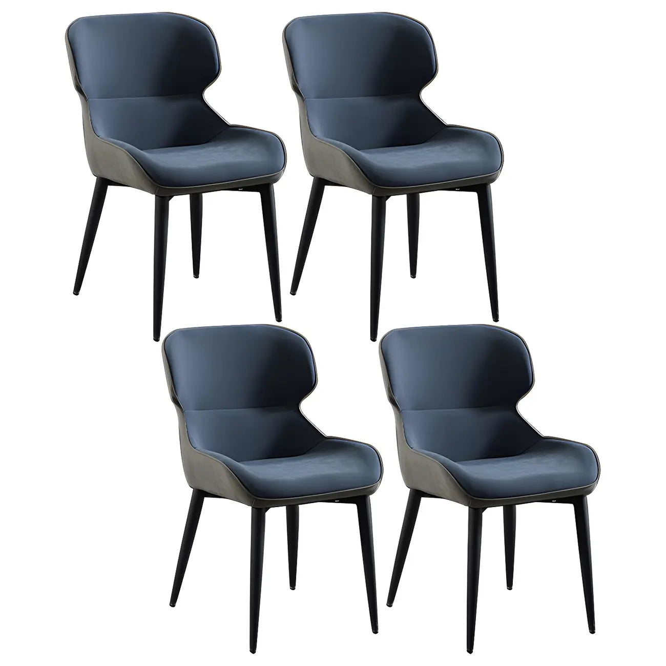 Scandinavian Leather Wingback Upholstered Dining Chair