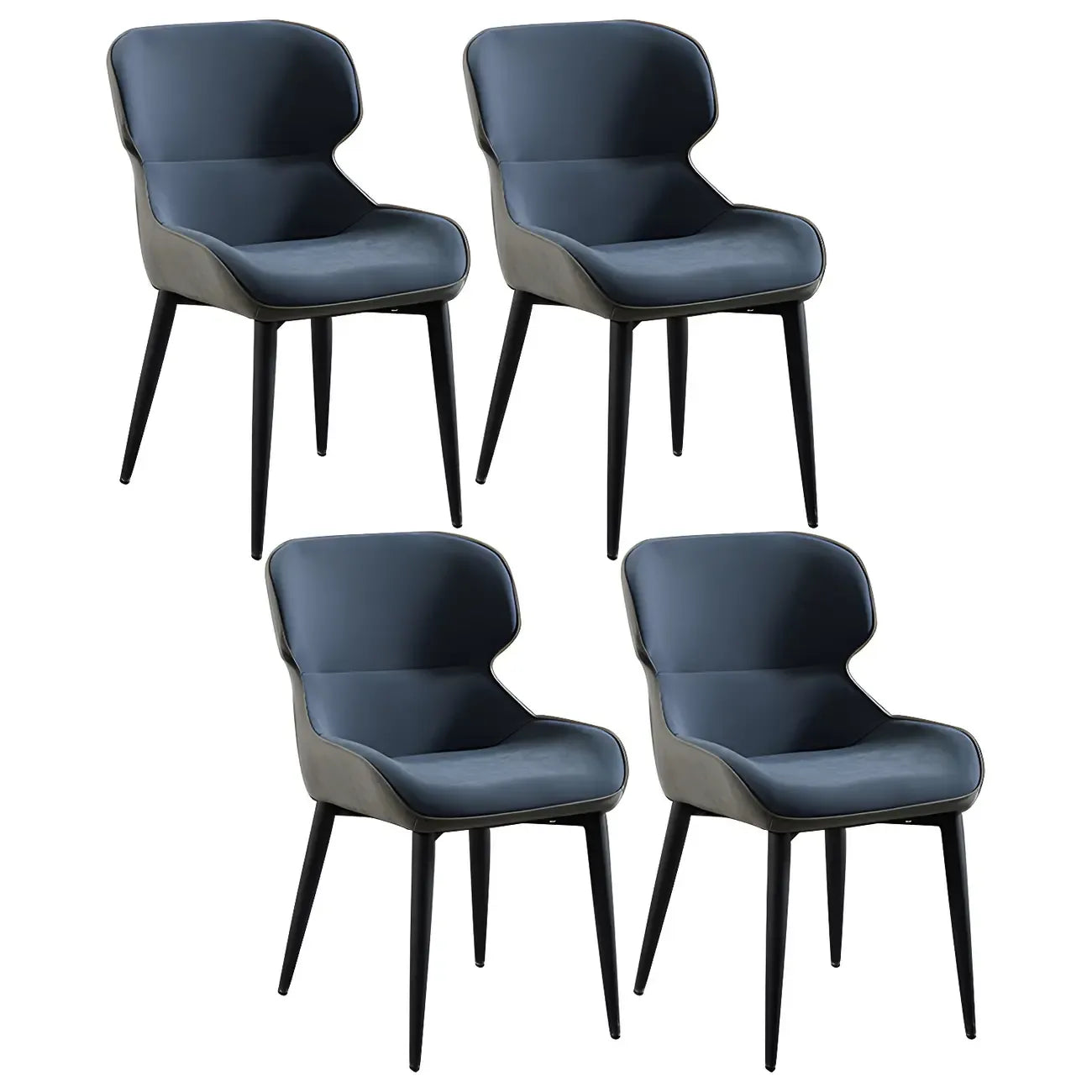 Scandinavian Leather Wingback Upholstered Dining Chair