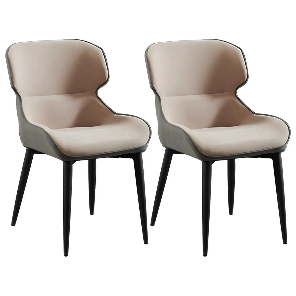 Scandinavian Leather Wingback Upholstered Dining Chair