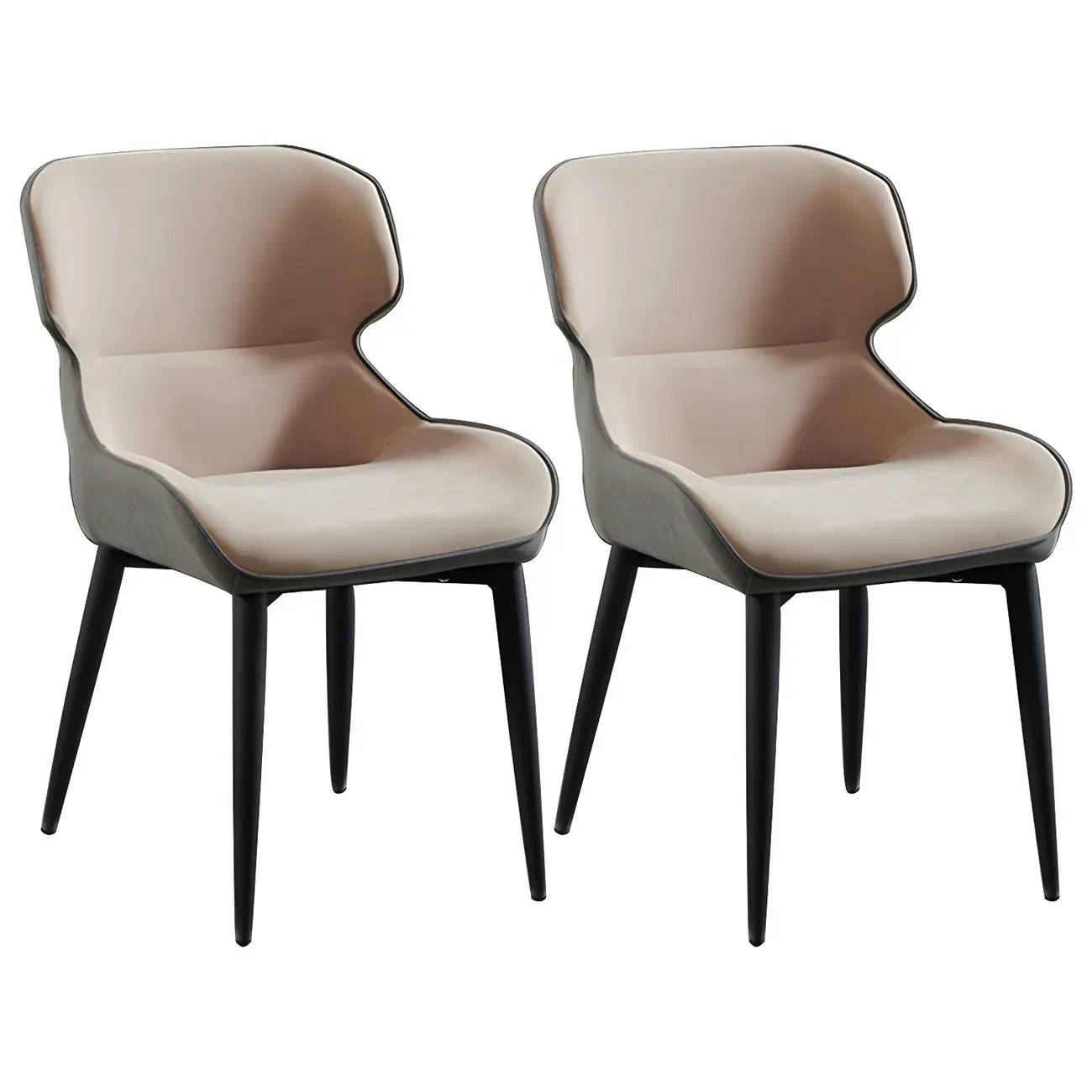 Scandinavian Leather Wingback Upholstered Dining Chair