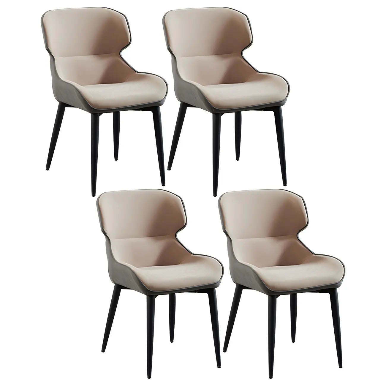 Scandinavian Leather Wingback Upholstered Dining Chair