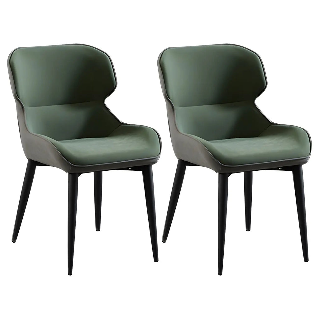 Scandinavian Leather Wingback Upholstered Dining Chair