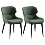 Scandinavian Leather Wingback Upholstered Dining Chair