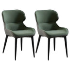 Scandinavian Leather Wingback Upholstered Dining Chair