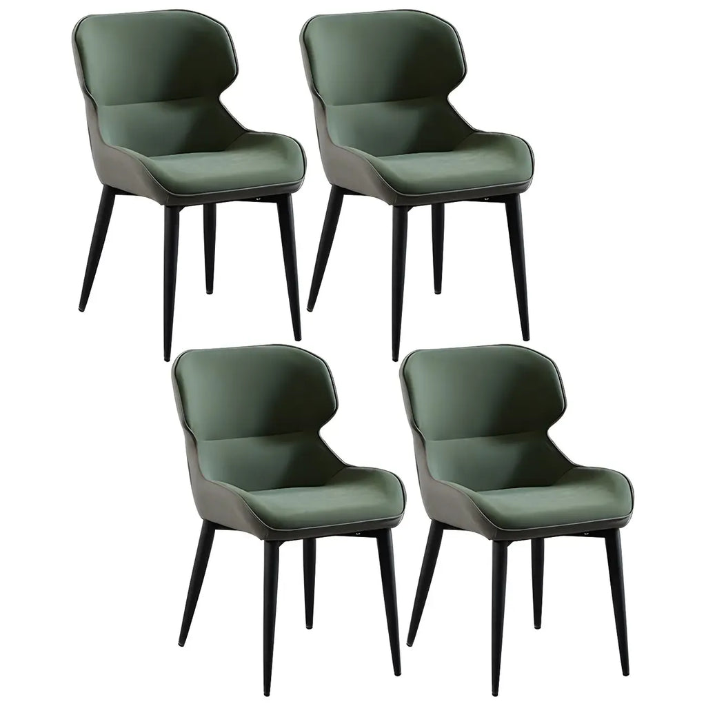 Scandinavian Leather Wingback Upholstered Dining Chair