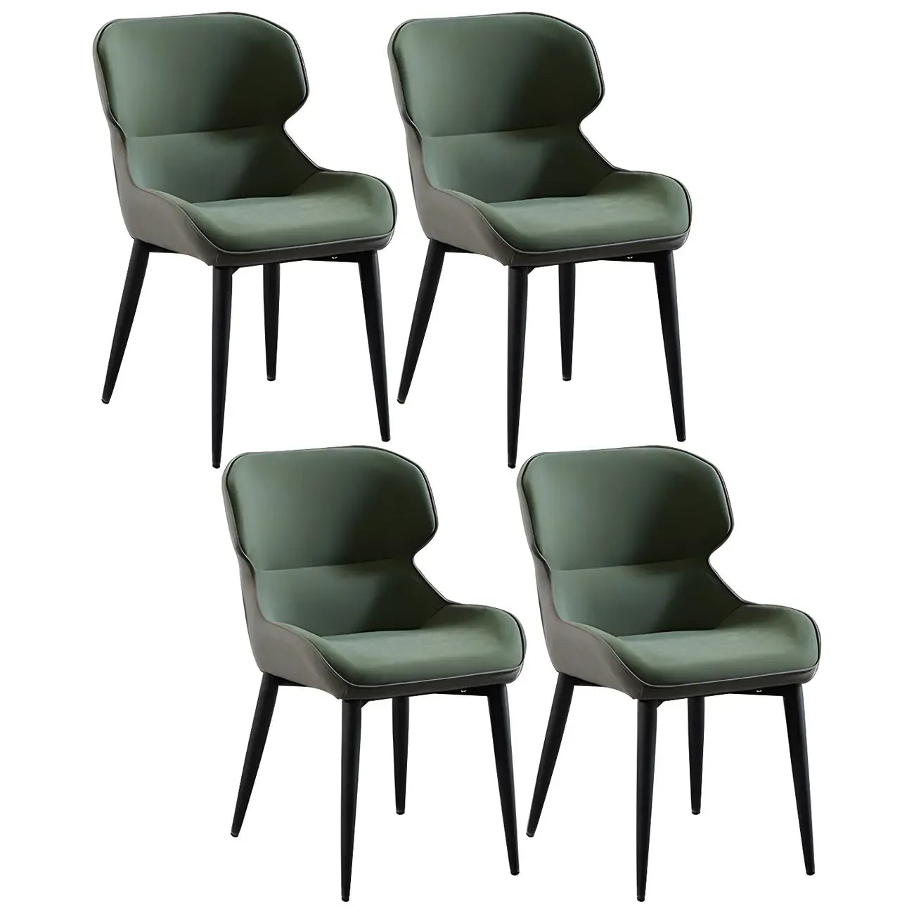 Scandinavian Leather Wingback Upholstered Dining Chair