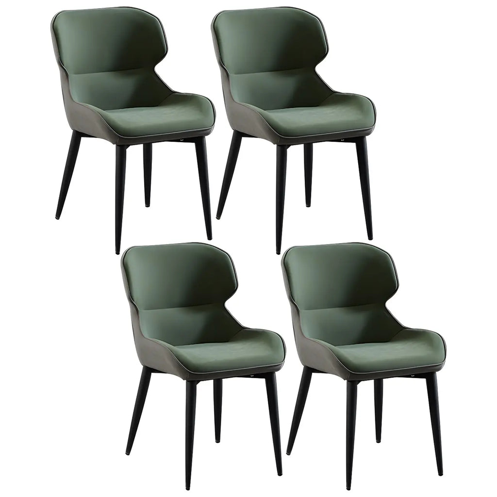 Scandinavian Leather Wingback Upholstered Dining Chair