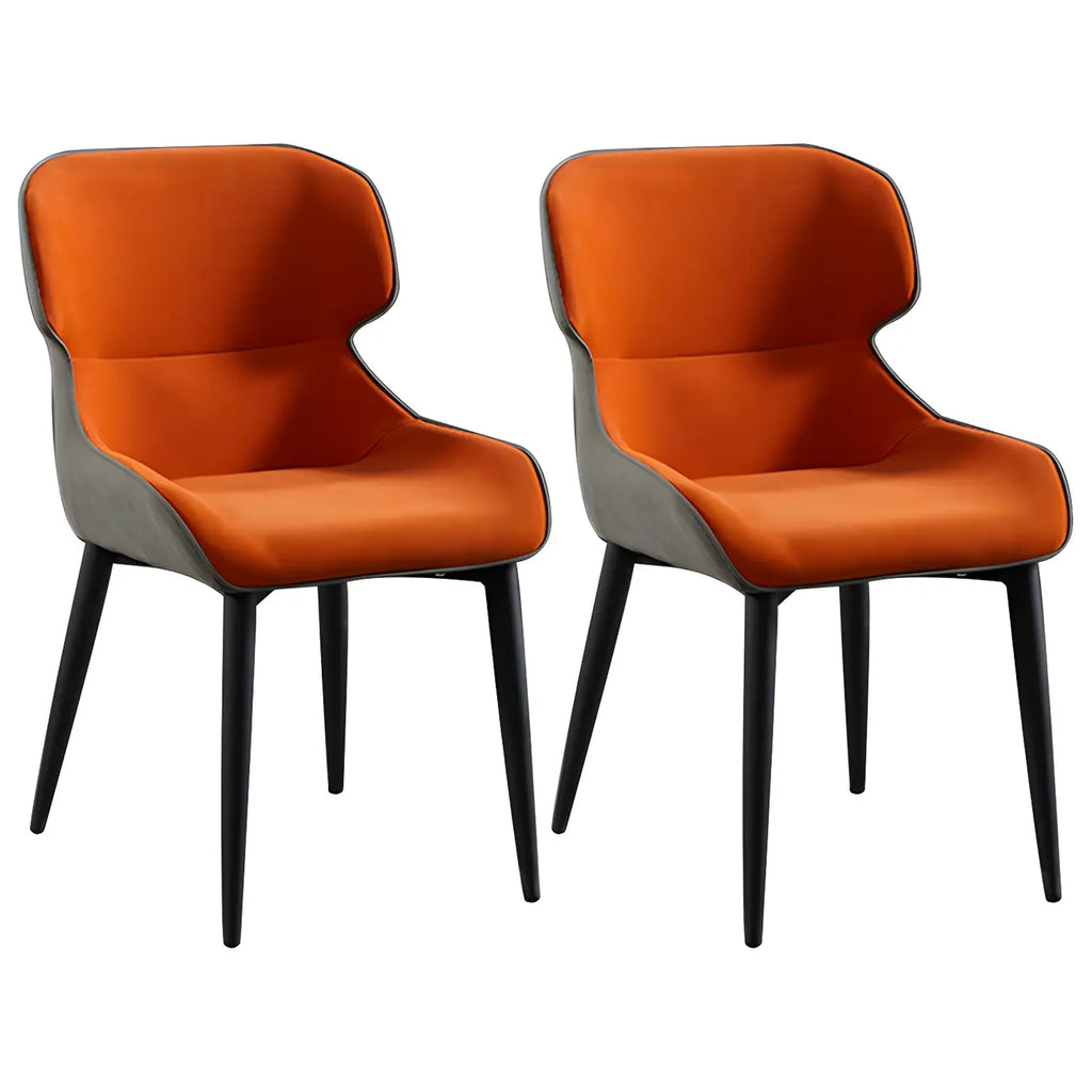 Scandinavian Leather Wingback Upholstered Dining Chair