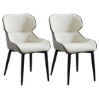 Scandinavian Leather Wingback Upholstered Dining Chair