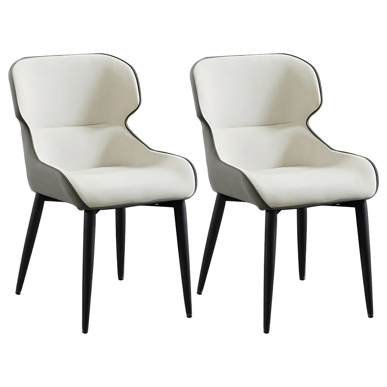 Scandinavian Leather Wingback Upholstered Dining Chair