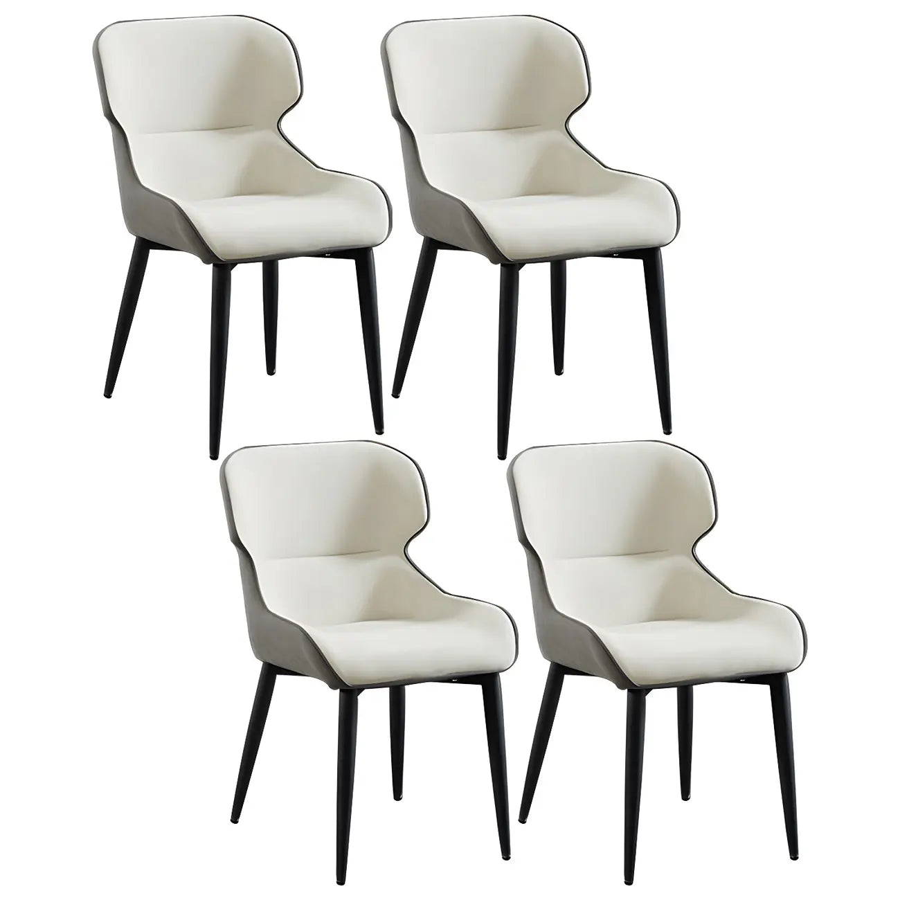 Scandinavian Leather Wingback Upholstered Dining Chair