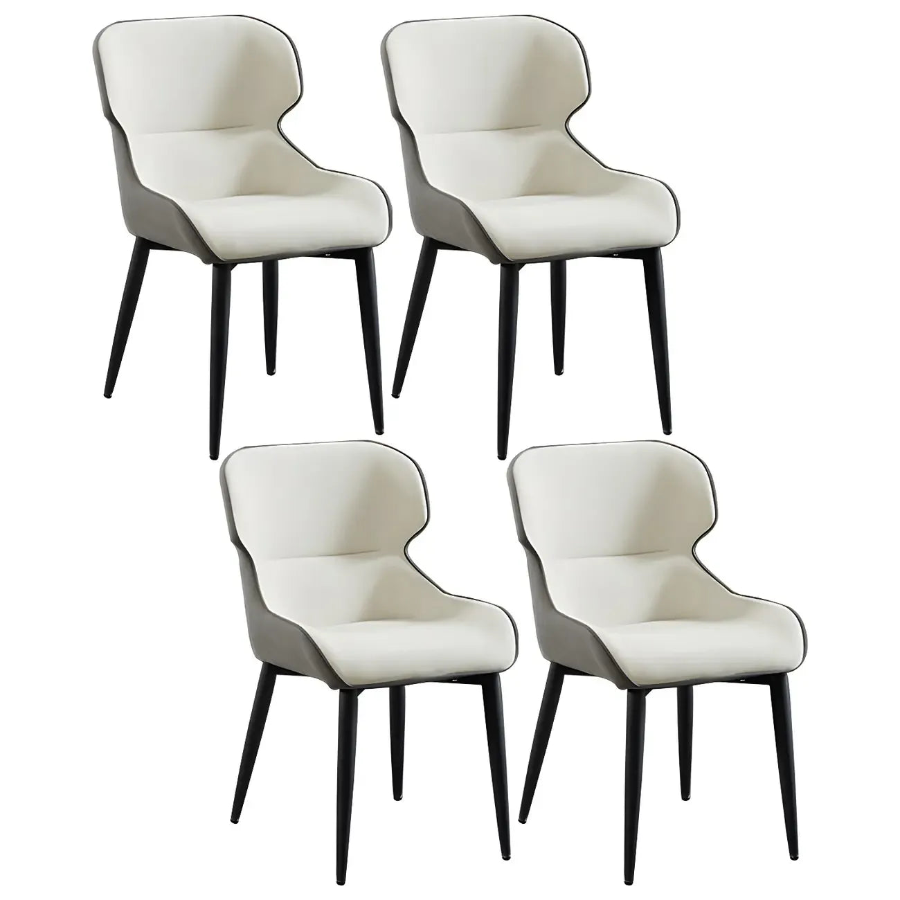 Scandinavian Leather Wingback Upholstered Dining Chair