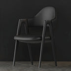 Modern Leather Curved Open Back Arm Dining Chair