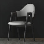 Modern Leather Curved Open Back Arm Dining Chair