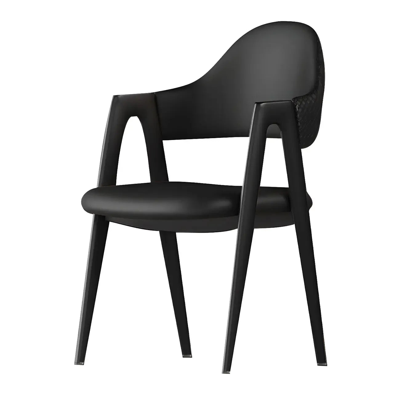 Modern Leather Curved Open Back Arm Dining Chair