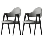 Modern Leather Curved Open Back Arm Dining Chair