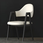 Modern Leather Curved Open Back Arm Dining Chair