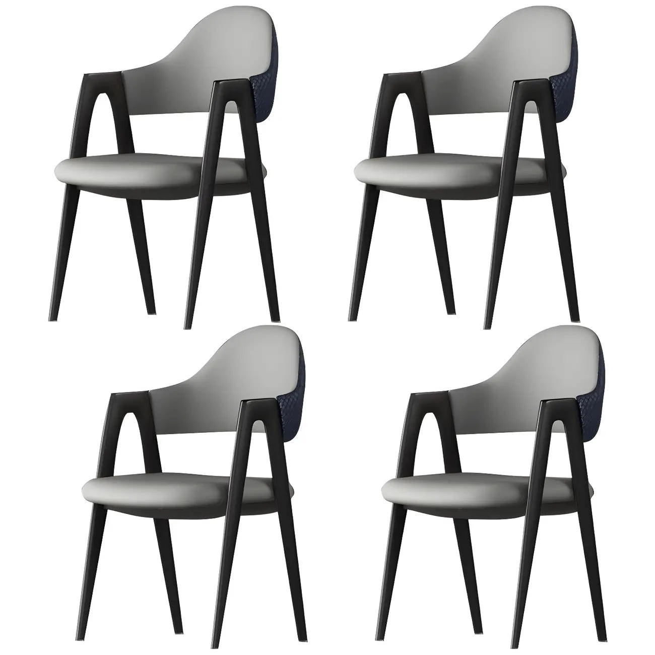 Modern Leather Curved Open Back Arm Dining Chair