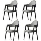 Modern Leather Curved Open Back Arm Dining Chair