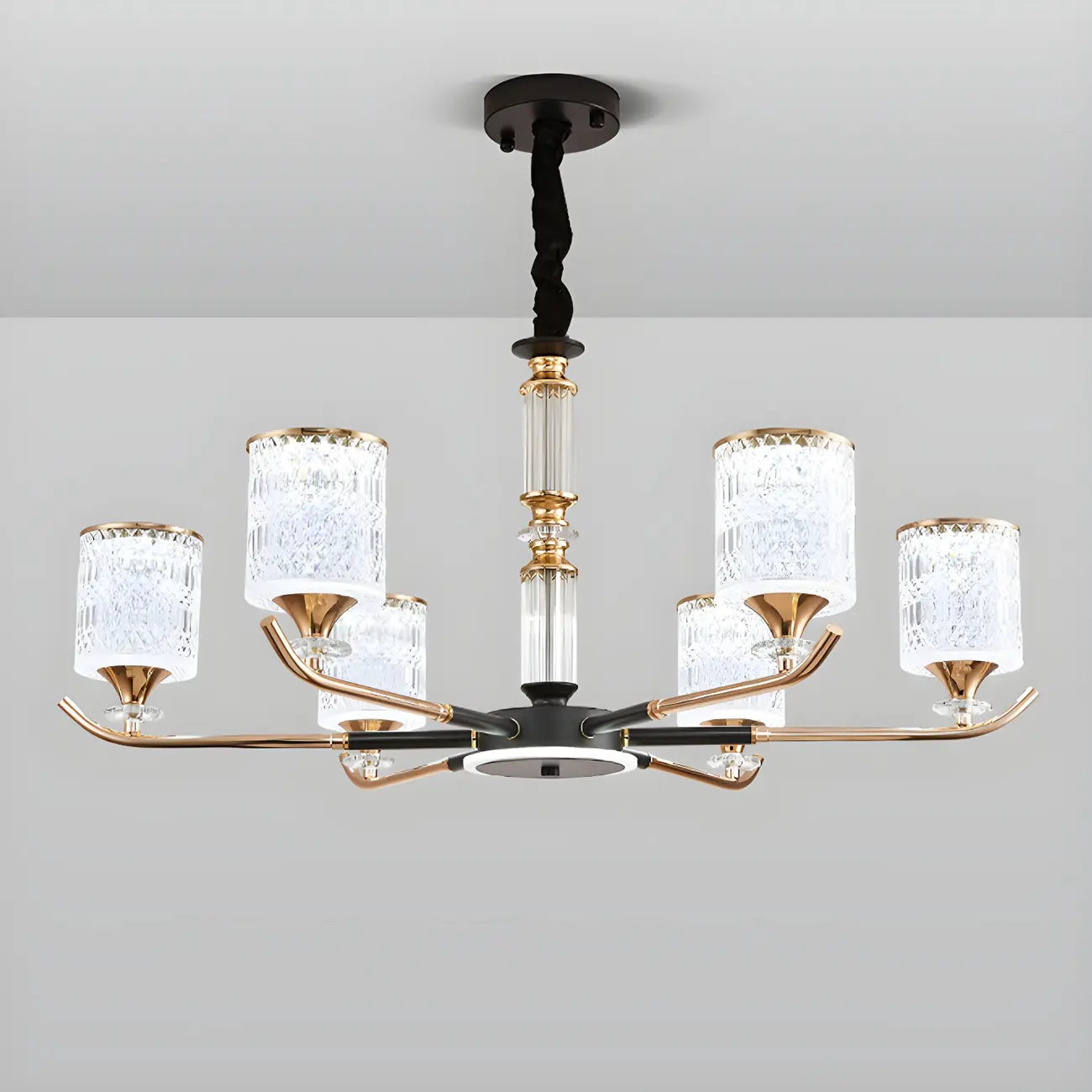 Cylinder Chandelier Light Fixture Vintage Acrylic Pendant Lighting for Restaurant
