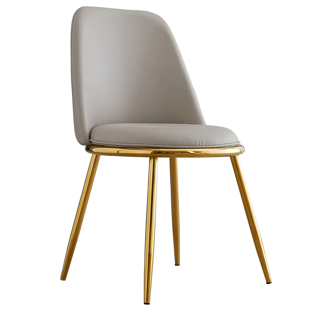 Glam Scandinavian Leather Armless Dining Chairs Metal Frame