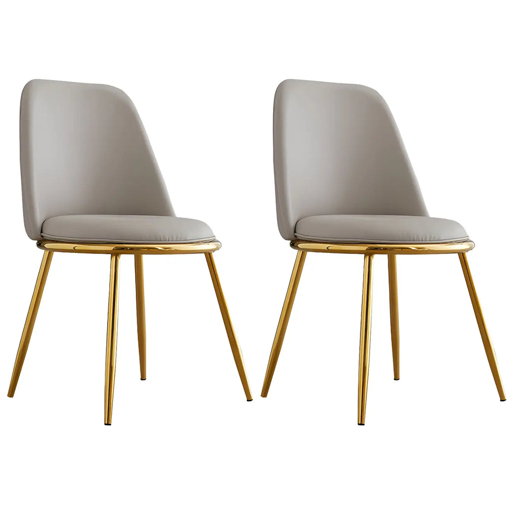 Glam Scandinavian Leather Armless Dining Chairs Metal Frame