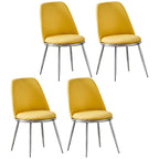 Glam Scandinavian Leather Armless Dining Chairs Metal Frame