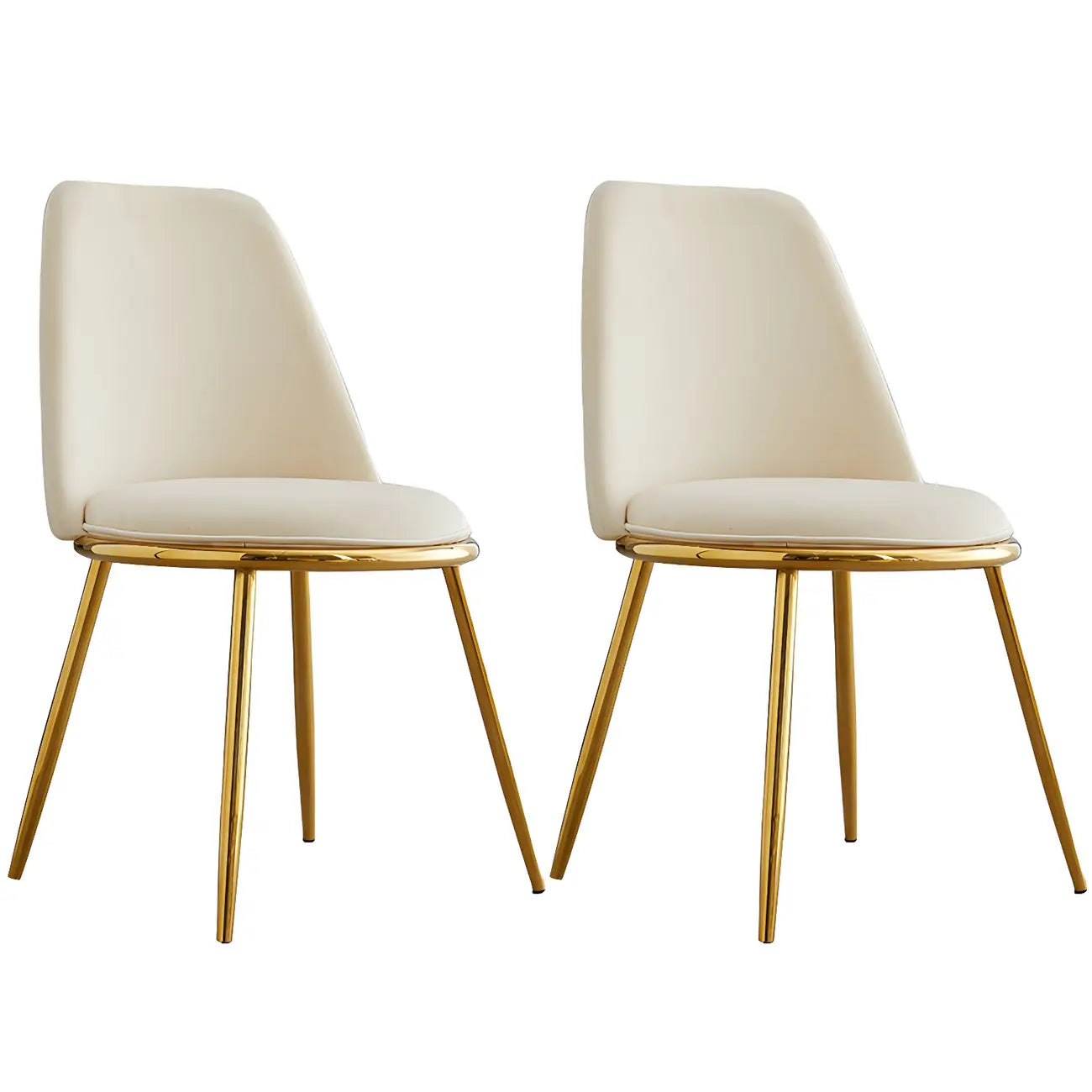 Glam Scandinavian Leather Armless Dining Chairs Metal Frame
