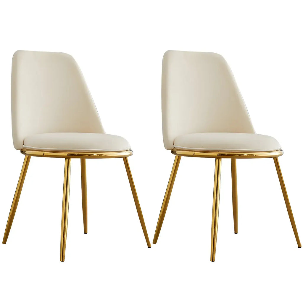 Glam Scandinavian Leather Armless Dining Chairs Metal Frame