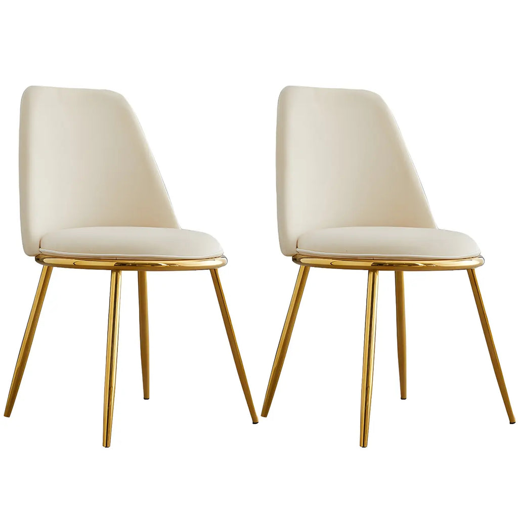 Glam Scandinavian Leather Armless Dining Chairs Metal Frame