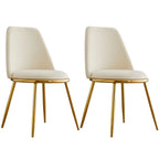 Glam Scandinavian Leather Armless Dining Chairs Metal Frame