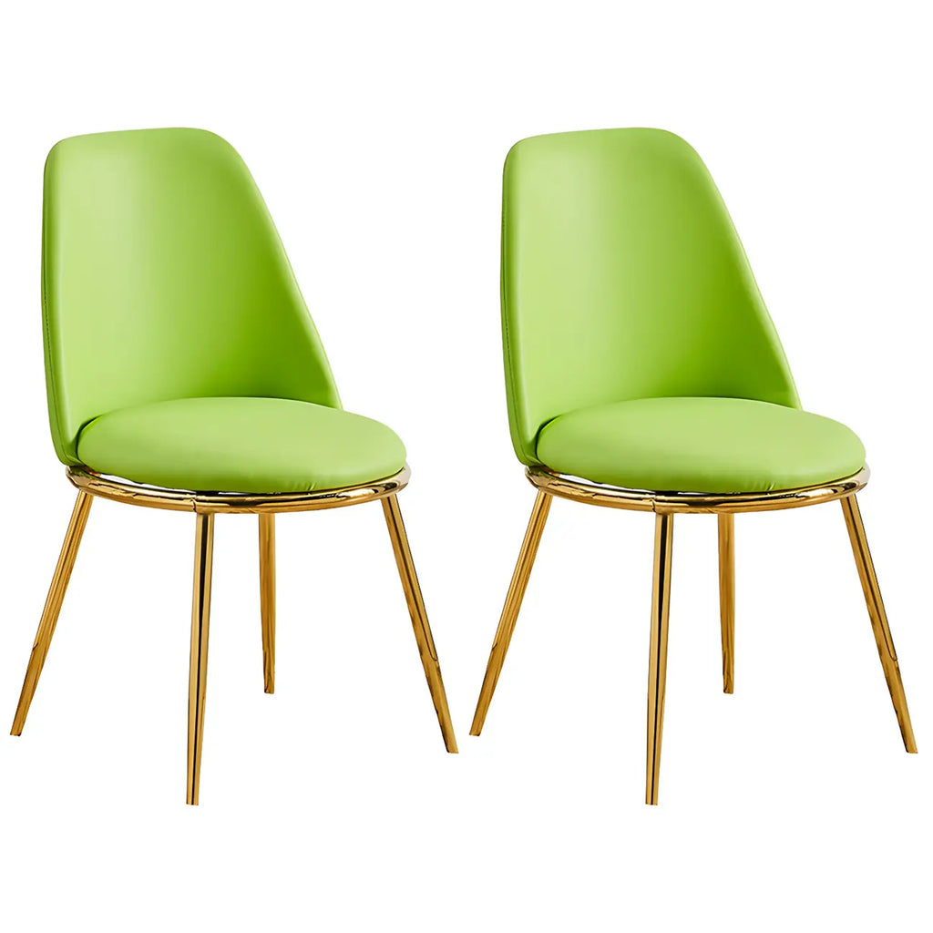 Glam Scandinavian Leather Armless Dining Chairs Metal Frame